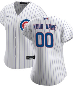 Chicago Cubs Womens Home Replica Custom Jersey - White Custom Jerseys Mlb