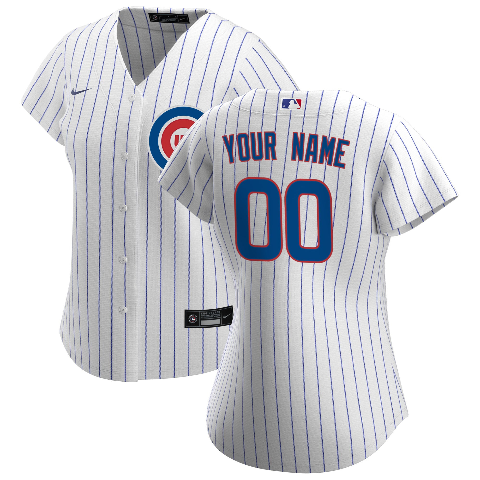 Chicago Cubs Womens Home Replica Custom Jersey - White Custom Jerseys Mlb