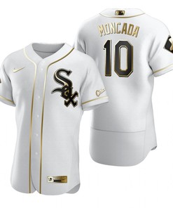 Chicago White Sox #10 Yoan Moncada Mlb Golden Brandedition White Jersey Gift For White Sox Fans