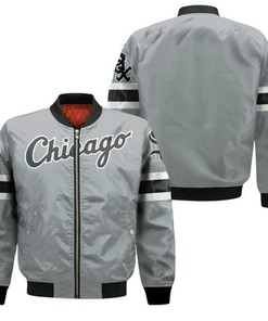 Chicago White Sox 2020 Mlb Dark Grey Jersey Inspired Style Bomber Jacket Model 1160