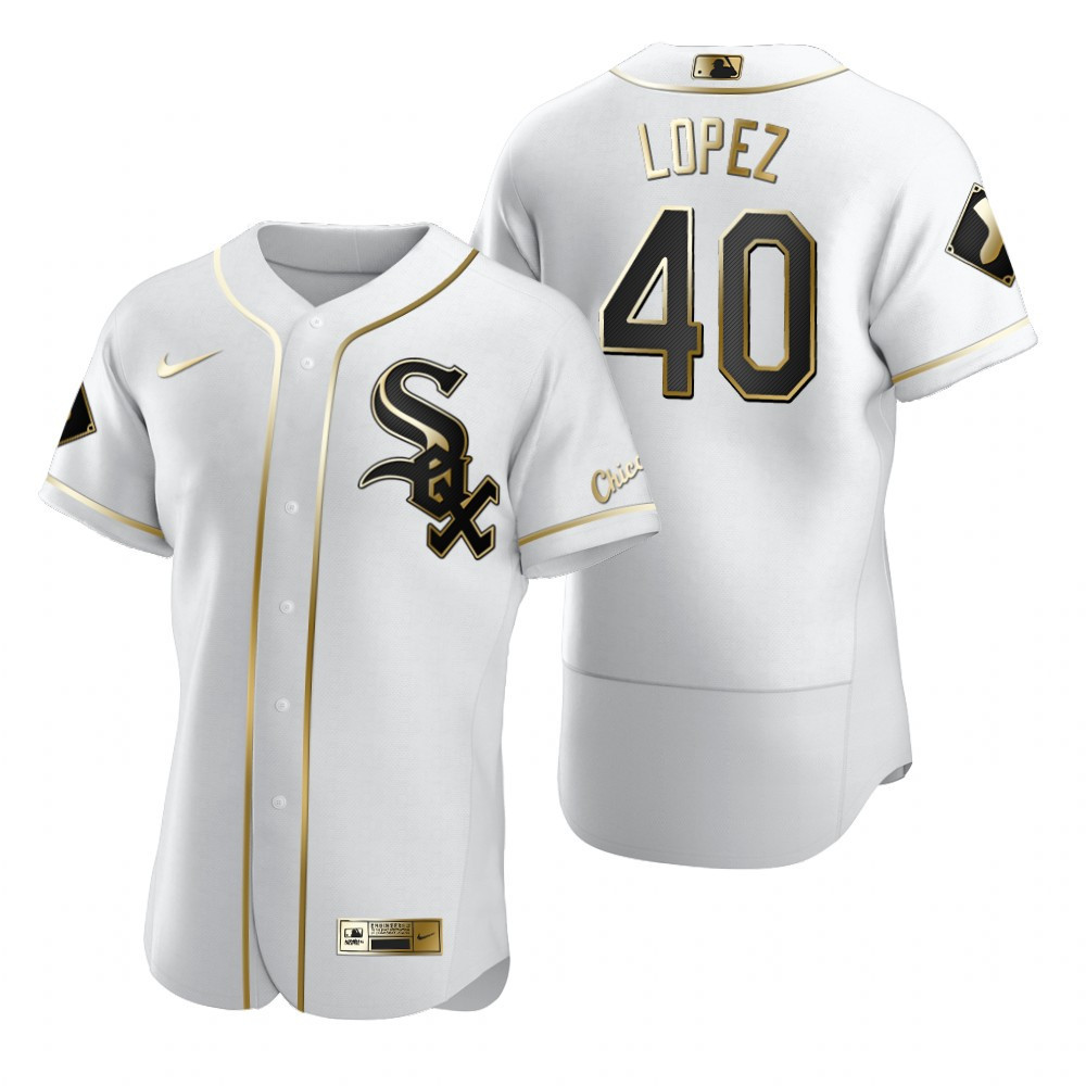 Chicago White Sox #40 Reynaldo Lopez Mlb Golden Brandedition White Jersey Gift For White Sox Fans