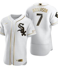 Chicago White Sox #7 Tim Anderson Mlb Golden Brandedition White Jersey Gift For White Sox Fans
