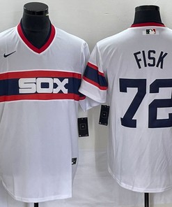 Chicago White Sox #72 Carlton Fisk Jersey - White Blue