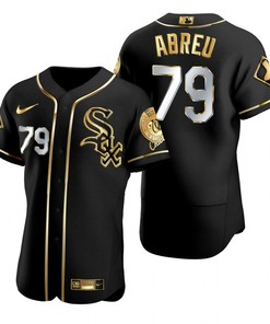 Chicago White Sox #79 Yoan Moncada Mlb Golden Brandedition Black Jersey Gift For White Sox Fans