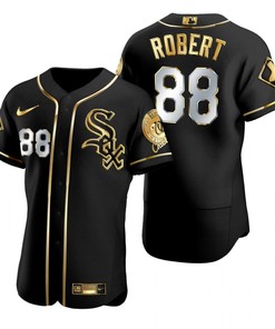 Chicago White Sox #88 Luis Robert Mlb Golden Brandedition Black Jersey Gift For White Sox Fans