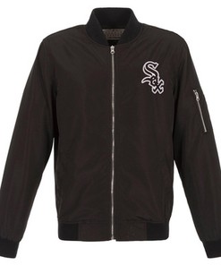 Chicago White Sox JH Design Lightweight Nylon Bomber Jacket - Black