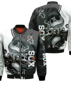 Chicago White Sox Jack Skellington And Zero Bomber Jacket Model 1172
