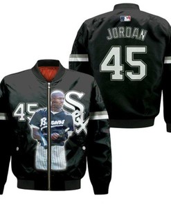 Chicago White Sox Mashed Up Michael Jordan 45 Player Black Jersey Style Gift For Michael Jordan Fans Bomber Jacket