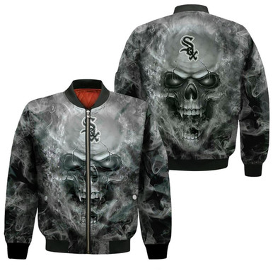 Chicago White Sox Mlb Fans Skull Bomber Jacket Model 1174