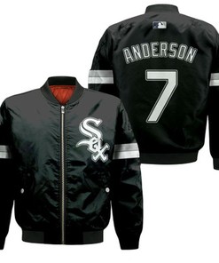 Chicago White Sox Tim Anderson 7 2020 Mlb Team Black Jersey Inspired Style Bomber Jacket