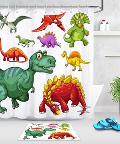 Child Dinosaur Toy Shower Curtain Bathroom Decor 