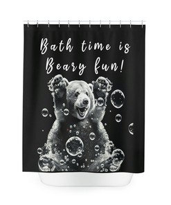 Children's Bear-Themed Shower Curtain for Animal Bathroom Decor 