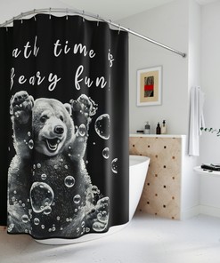 Children's Bear-Themed Shower Curtain for Animal Bathroom Decor 