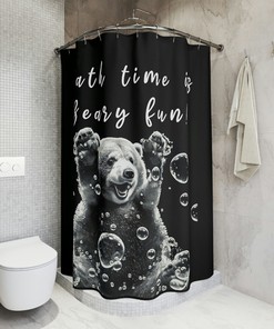 Children's Bear-Themed Shower Curtain for Animal Bathroom Decor 