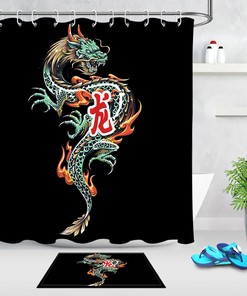 Chinese Dragon Art Printed Shower Curtain for Eastern-inspired Bathroom
