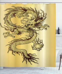Chinese Snake Dragon Theme Shower Curtain, Cloth Bathroom Decor