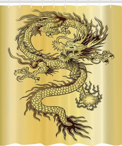 Chinese Snake Dragon Theme Shower Curtain, Cloth Bathroom Decor