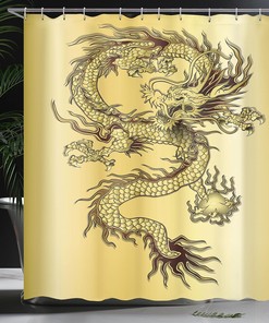 Chinese Snake Dragon Theme Shower Curtain, Cloth Bathroom Decor
