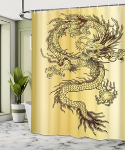 Chinese Snake Dragon Theme Shower Curtain, Cloth Bathroom Decor