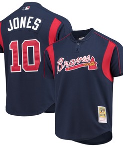Chipper Jones Atlanta Braves Mitchell & Ness Cooperstown Collection Mesh Batting Practice Jersey - Navy Mlb