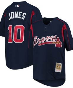 Chipper Jones Atlanta Braves Mitchell & Ness Cooperstown Collection Mesh Batting Practice Jersey - Navy Mlb Ver 1