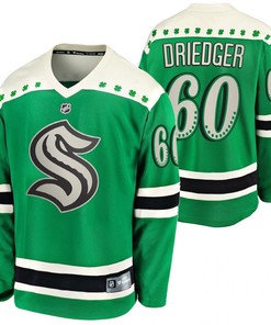 Chris Driedger 60 Seattle Kraken Green 2022 St. Patrick Jersey Jersey