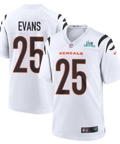 Chris Evans 25 Cincinnati Bengals Super Bowl LVII Champions Men Game Jersey - White