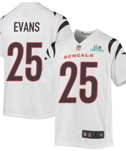 Chris Evans 25 Cincinnati Bengals Super Bowl LVII Champions Youth Game Jersey - White