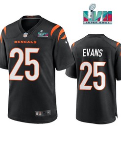 Chris Evans 25 Cincinnati Bengals Super Bowl LVII Men Game Jersey