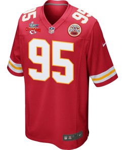 Chris Jones 95 Kansas City Chiefs Super Bowl LVII Champions 3 Stars Men Game Jersey - Red
