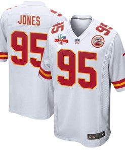 Chris Jones 95 Kansas City Chiefs Super Bowl LVII Champions 3 Stars Men Game Jersey - White