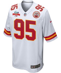 Chris Jones 95 Kansas City Chiefs Super Bowl LVII Champions 3 Stars Men Game Jersey - White