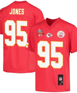 Chris Jones 95 Kansas City Chiefs Super Bowl LVII Champions 3 Stars Youth Game Jersey - Red