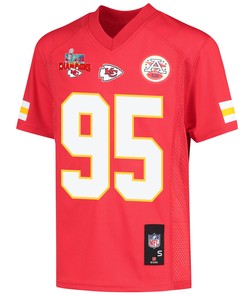 Chris Jones 95 Kansas City Chiefs Super Bowl LVII Champions 3 Stars Youth Game Jersey - Red