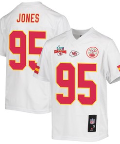 Chris Jones 95 Kansas City Chiefs Super Bowl LVII Champions 3 Stars Youth Game Jersey - White