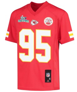 Chris Jones 95 Kansas City Chiefs Super Bowl LVII Champions Youth Game Jersey - Red
