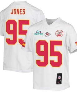 Chris Jones 95 Kansas City Chiefs Super Bowl LVII Champions Youth Game Jersey - White