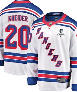 Chris Kreider 20 New York Rangers Stanley Cup 2023 Playoffs Patch Away Breakaway Men Jersey - White