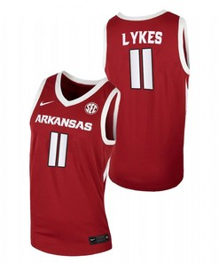 Chris Lykes 11 Red Arkansas Razorbacks 2022 College Basketball Jersey