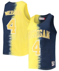 Chris Webber Michigan Wolverines Mitchell & Ness Name & Number Tie-dye Tank Top - Maize/navy Ncaa