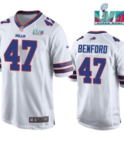 Christian Benford 47 Buffalo Bills Super Bowl LVII Away Player Men Jersey - White Jersey