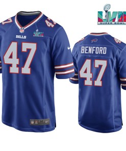 Christian Benford 47 Buffalo Bills Super Bowl LVII Logo Game Player Men Jersey - Royal Jersey