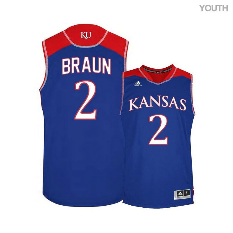 Christian Braun 2 Kansas Jayhawks Basketball Youth Jersey - Blue