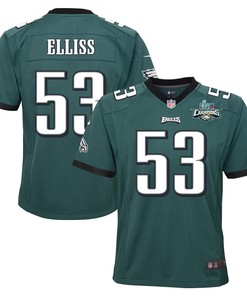 Christian Elliss 53 Philadelphia Eagles Super Bowl LVII Champions 2 Stars 2 Stars Youth Game Jersey - Black