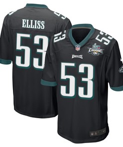 Christian Elliss 53 Philadelphia Eagles Super Bowl LVII Champions 2 Stars Men Game Jersey - Black