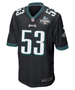 Christian Elliss 53 Philadelphia Eagles Super Bowl LVII Champions 2 Stars Men Game Jersey - Black