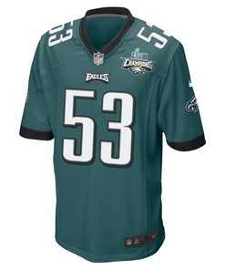 Christian Elliss 53 Philadelphia Eagles Super Bowl LVII Champions 2 Stars Men Game Jersey - Midnight Green