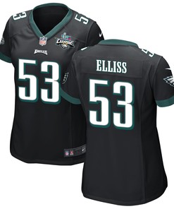 Christian Elliss 53 Philadelphia Eagles Super Bowl LVII Champions 2 Stars Women Game Jersey - Black