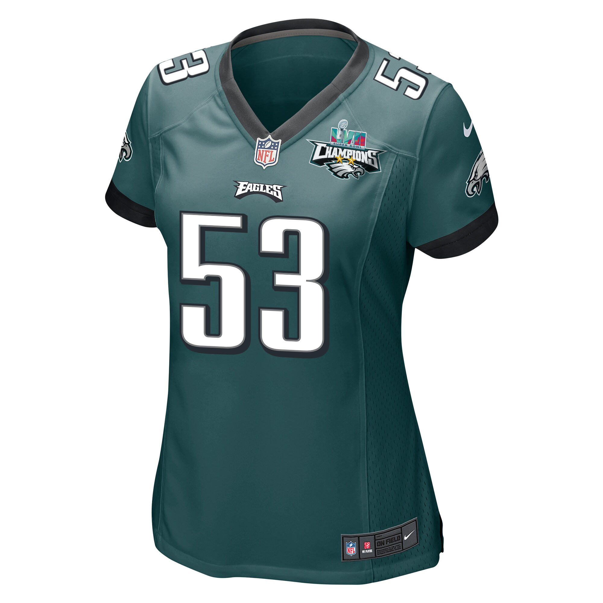 Christian Elliss 53 Philadelphia Eagles Super Bowl LVII Champions 2 Stars Women Game Jersey - Midnight Green