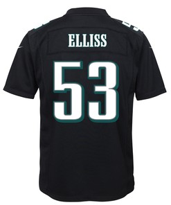 Christian Elliss 53 Philadelphia Eagles Super Bowl LVII Champions 2 Stars Youth Game Jersey - Black